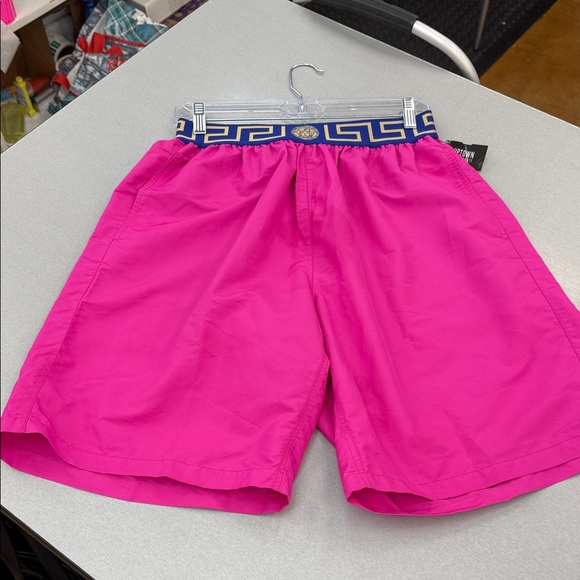 Versace Pink Men's Shorts with Blue-Gold Trim - Picture 1 of 8